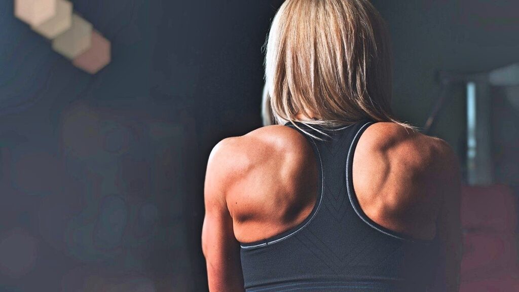 筋トレで鍛え上げた女性の背中