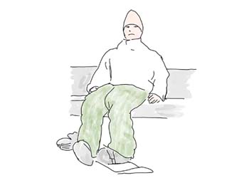 ２　半身の姿勢で座る