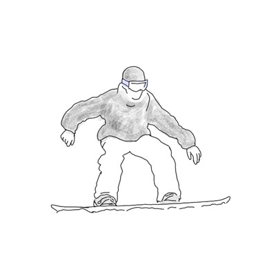 １　ボードを横にして低い姿勢になる