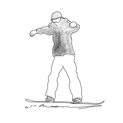 ２　両足ジャンプでボードを90度回す