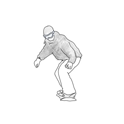 ３　着地して直滑降