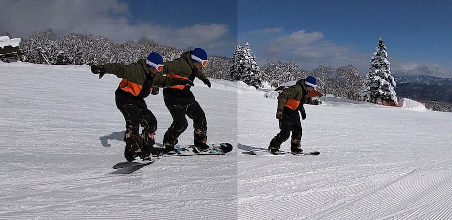 テールスライドからボードを戻す動き